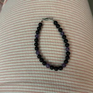 Elegant Black and Purple Beaded Bracelet